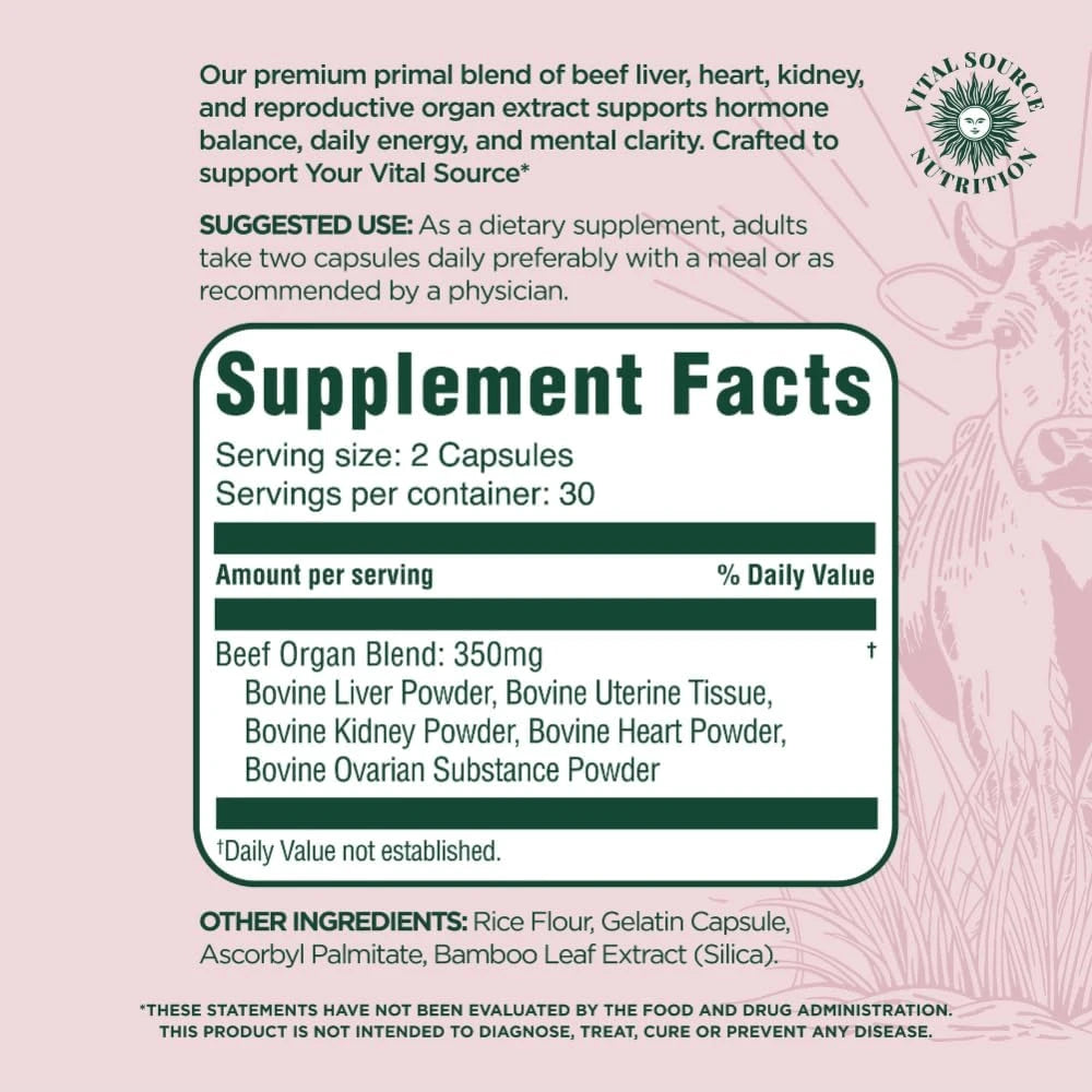 Premium Primal Organ Blend - Supports Hormone Health, Energy, Stamina & Clarity - Daily Vitality - Ancestral Supplements For Women - No Artificial Ingredients - Others