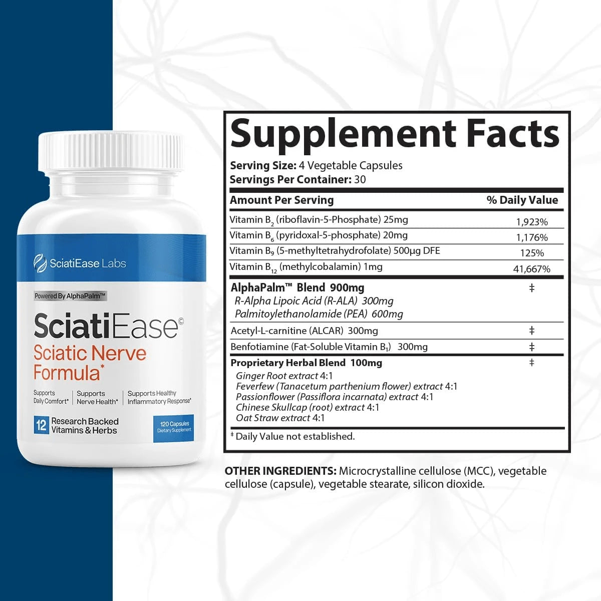 VPOAJ Sciatic Nerve Support Supplement 3 Pack - Nerve Health & Wellness Capsules With Vitamins & Herbal Blend, 120 Count Each - Default Color