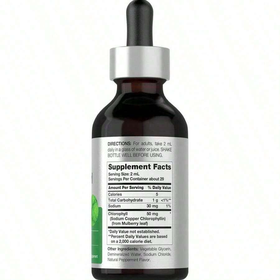 Horbäach Liquid Chlorophyll Drops |   2 Oz |   Vegan, Non-GMO, And Gluten Free Formula |   Natural Peppermint Flavor - Default Color