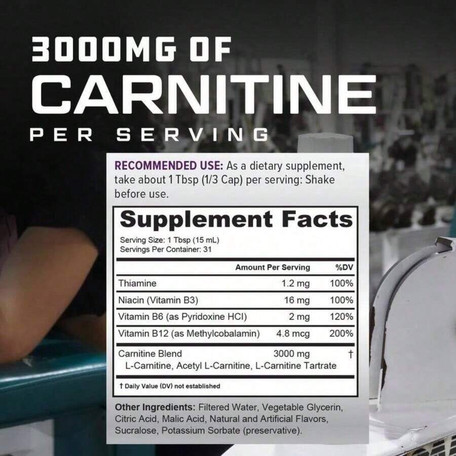 Cutler Nutrition Carnitine Liquid 3000 -  Sweet And Sour Flavor Body Supplement For Fitness & Health - Optimum Vitamin & Dietary Healthcare - 30 Servings - Blue Sharks