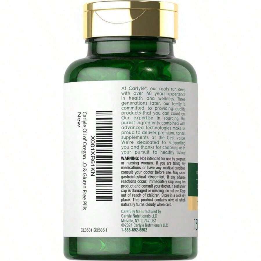 Carlyle Oregano Oil 4000mg Supplement |   150 Softgel Capsules |   Contains Carvacrol |   Non-GMO & Gluten Free Formula - One