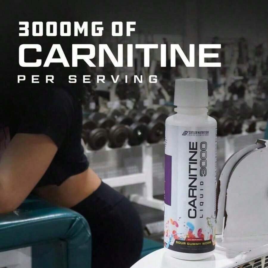 Cutler Nutrition Carnitine Liquid 3000 -  Sweet And Sour Flavor Body Supplement For Fitness & Health - Optimum Vitamin & Dietary Healthcare - 30 Servings - Sour Gummy Worm