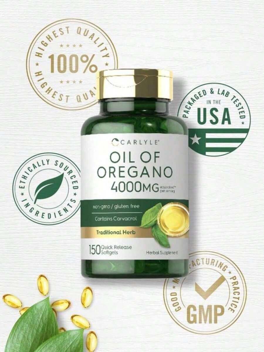 Carlyle Oregano Oil 4000mg Supplement |   150 Softgel Capsules |   Contains Carvacrol |   Non-GMO & Gluten Free Formula - One