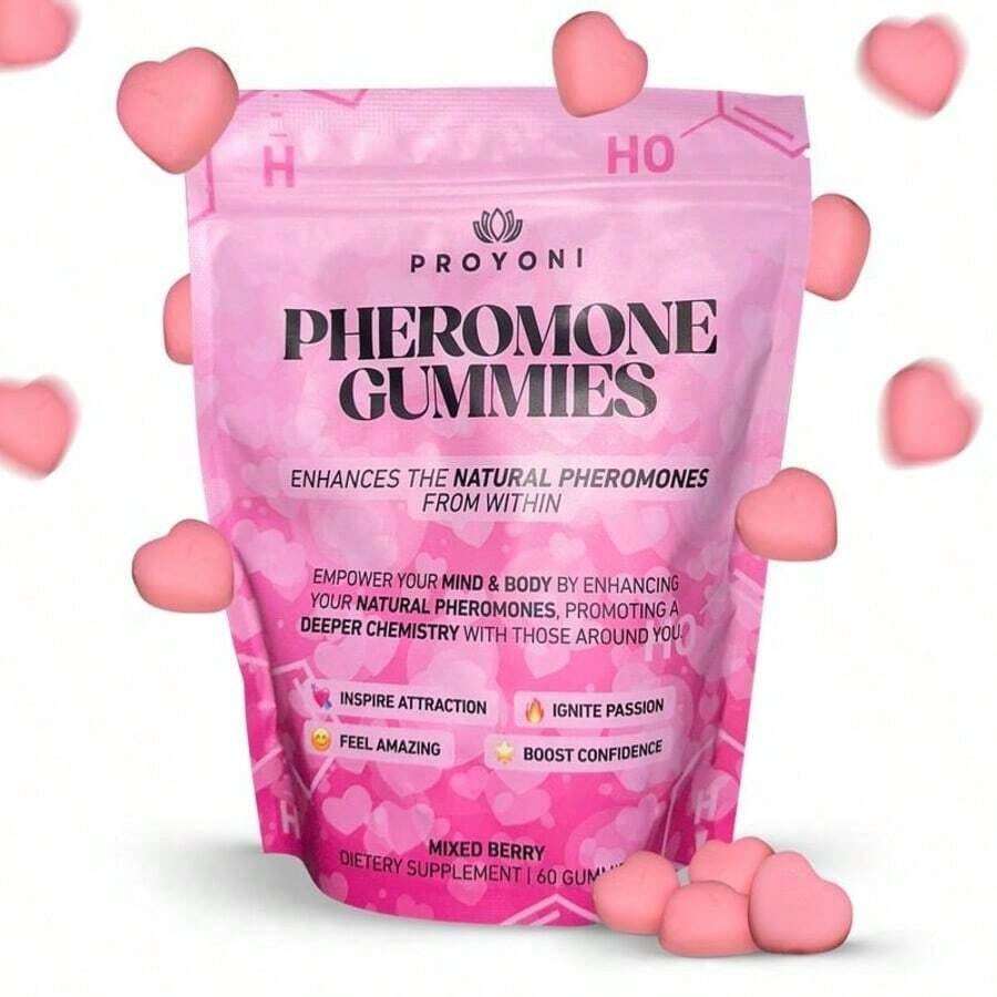 ProYoni Pheromone Gummies - Enhances Your Natural Pheromones From Within - 60 Count Mixed Berry Flavor - One