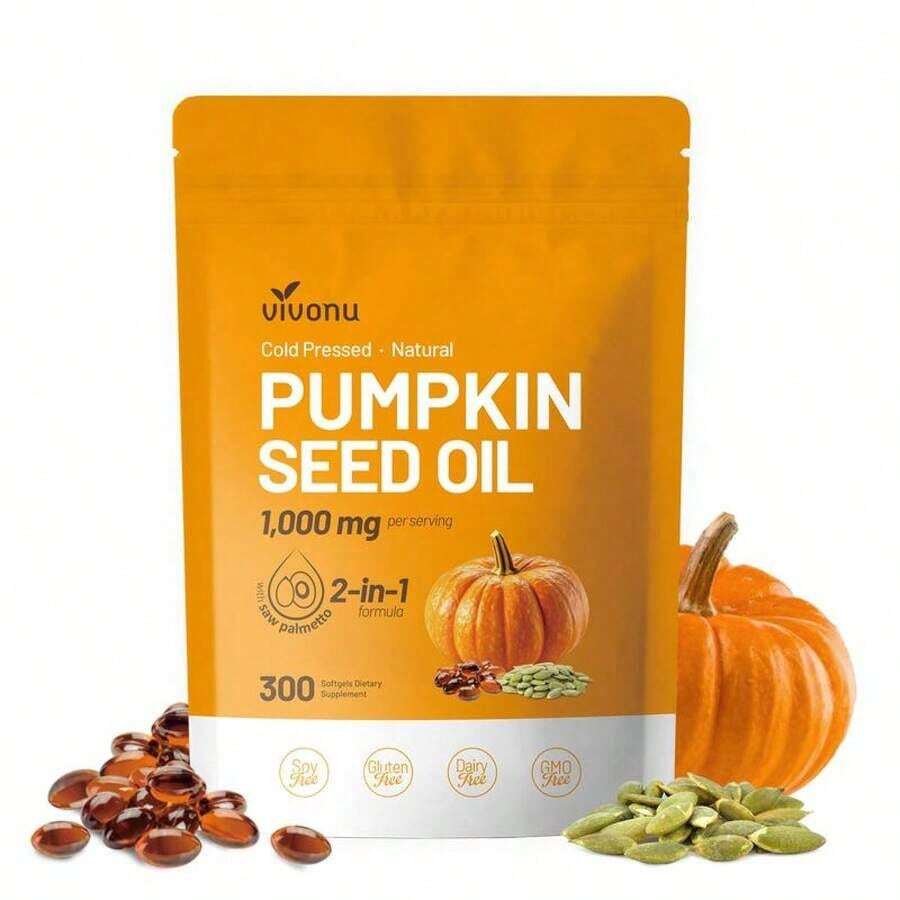 Natural Pumpkin Seed Oil And Saw Palmetto Softgel 1000mg High Content Plant Esters 300 Capsules - Default Color