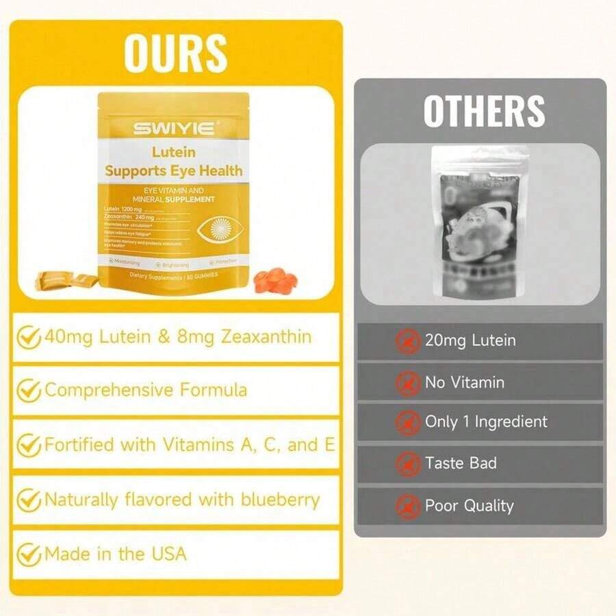 Eye Care Zeaxanthin Astaxanthin Gummies Blue Light Shield Berry 60 - 2 Pcs