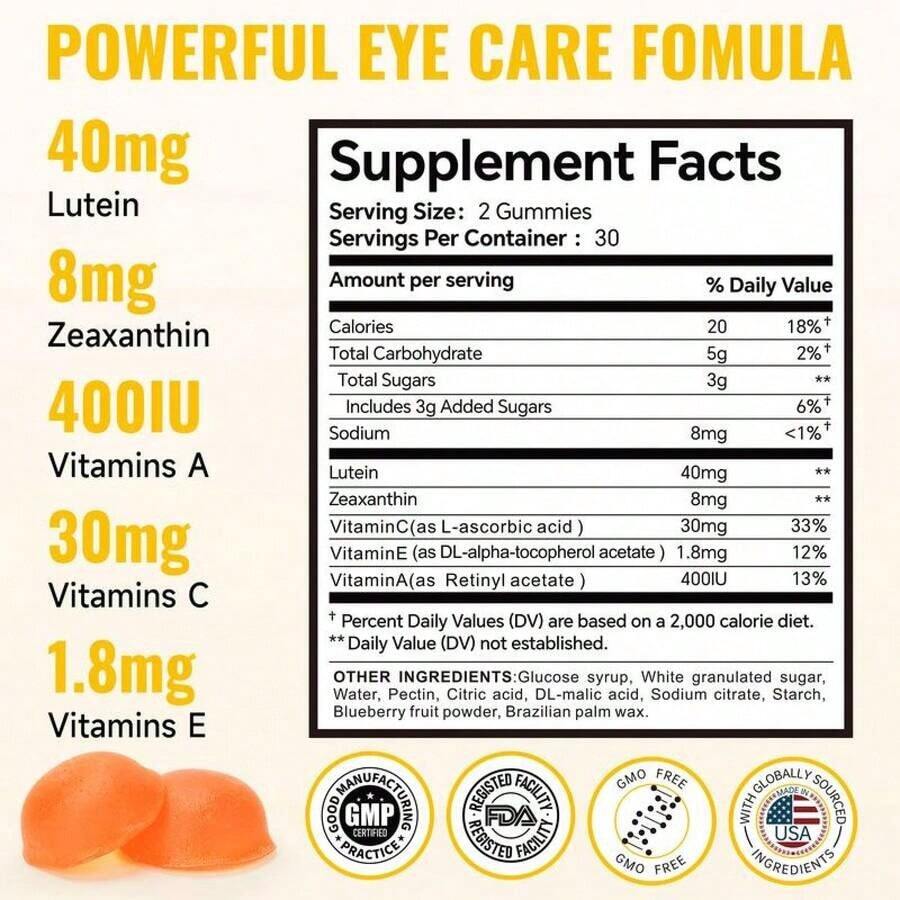 Eye Care Zeaxanthin Astaxanthin Gummies Blue Light Shield Berry 60 - Default Color