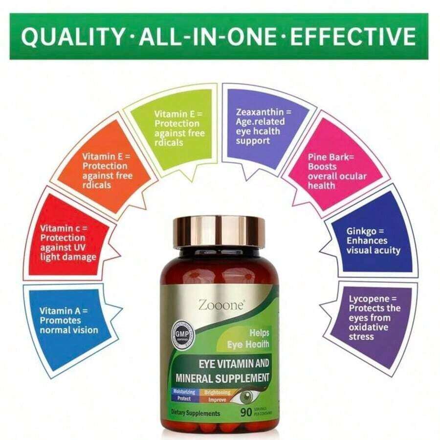 Zooone- Lutein 180 Mg With Zeaxanthin To Support Eye Health, 90 Tablets Fitness Supplement Healthcare Edible Dietary Optimum - Default Color