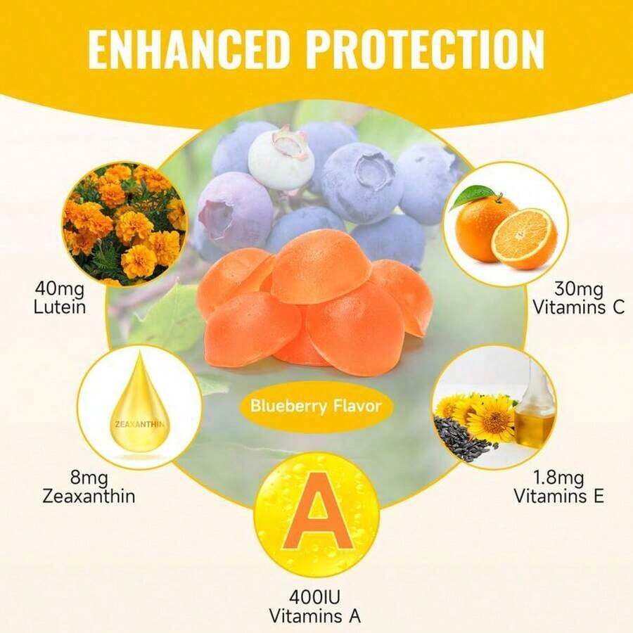 Eye Care Zeaxanthin Astaxanthin Gummies Blue Light Shield Berry 60 - 2 Pcs