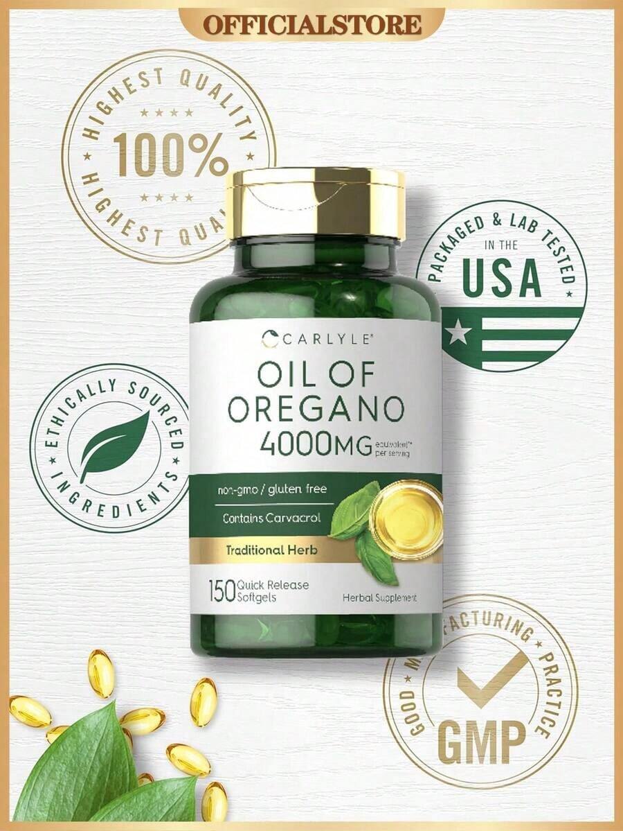 Carlyle Oregano Oil Softgels –Equivalent To4,000 Mg OfOregano Leafper Serving | Contains Naturally-Occurring Carvacrol | Mediterraneanand Wild Harvested | Quick ReleaseSoftgels | 150 Quick-Release Capsules - Default Color