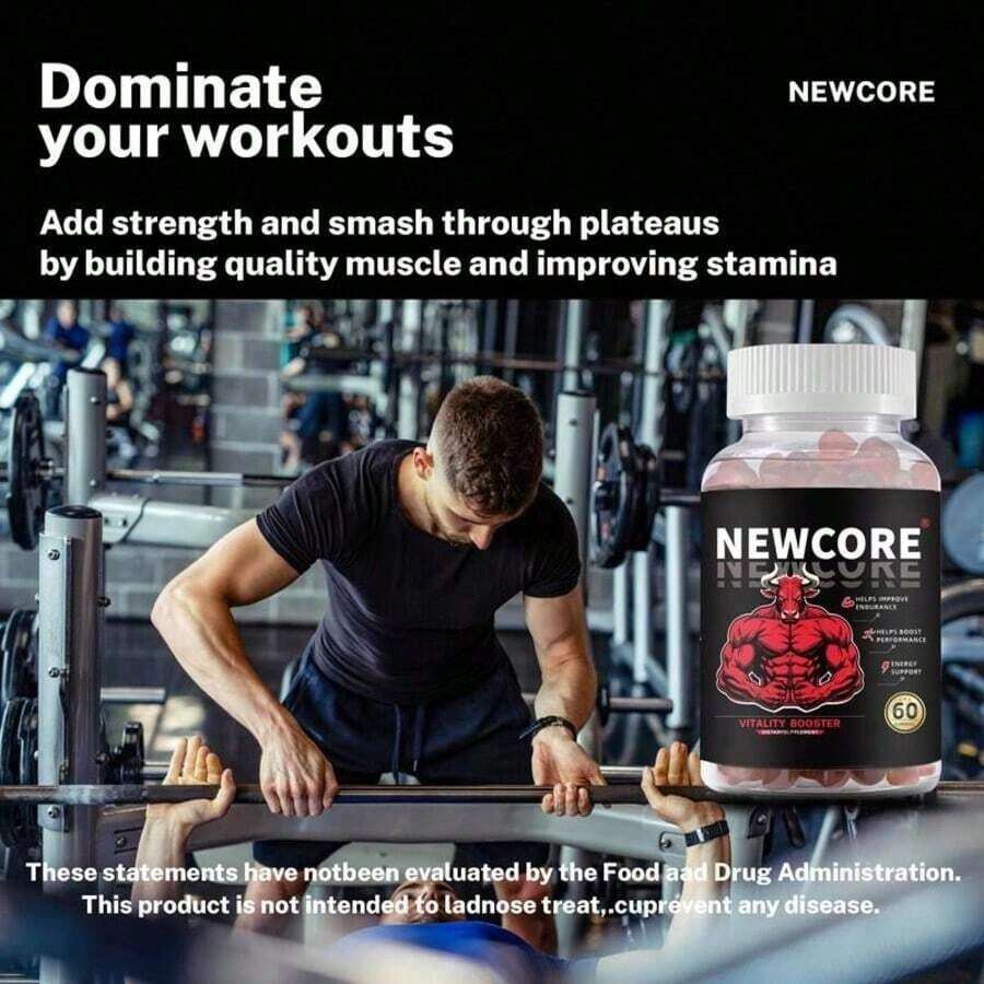 Newcore 7-In-1 Nitric Oxide Booster - Beet Root & L-Arginine Gummy For Blood Flow, Energy & Stamina Support |   100% Natural Supplement For Men - Default Color