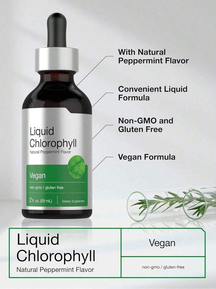 Liquid Chlorophyll Drops With Refreshing Mint |   Concentrated Plant Extract, 2 Oz Bottle - 2