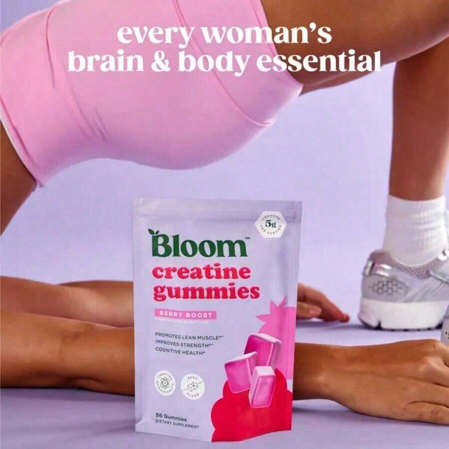 Bloom Nutrition Creatine Gummies - Energy, Cognitive Health & Post-Workout Muscle Recovery Promotes & Muscle Improves - Creatine For Women - 3PCS