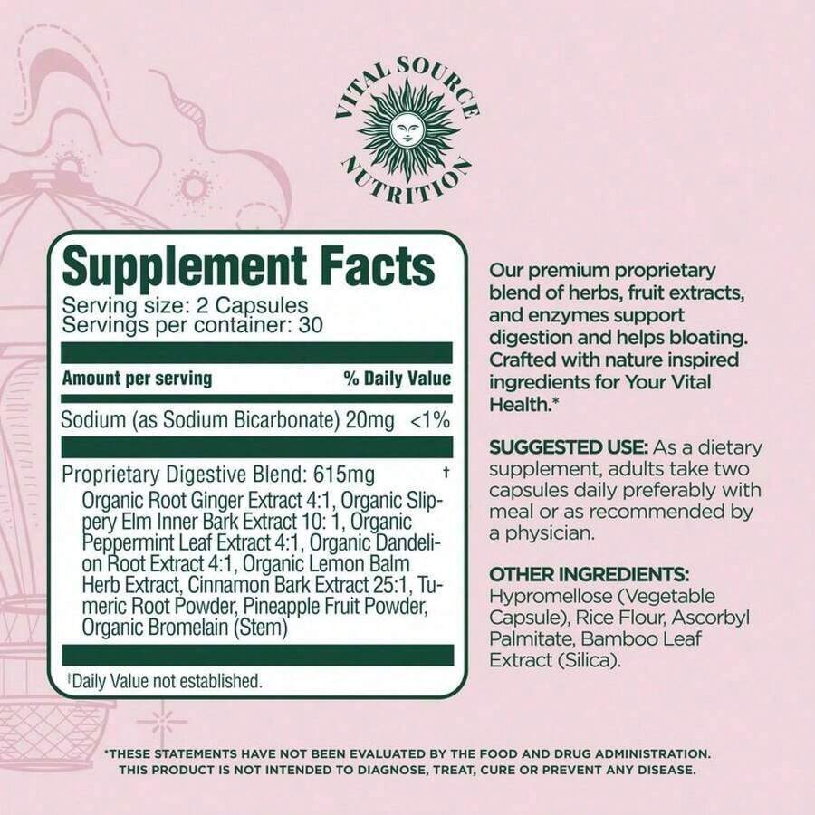Debloat Support Capsules - AiRi - Vital Source Nutrition - 3bottle