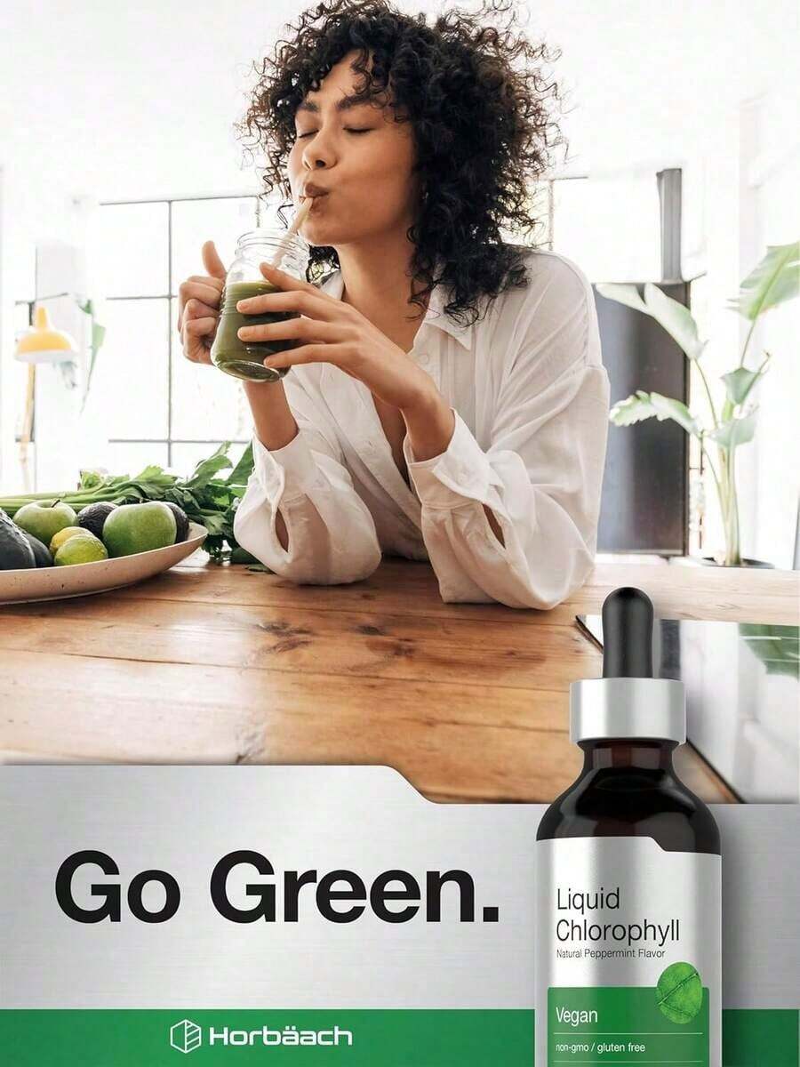 Liquid Chlorophyll Drops With Refreshing Mint |   Concentrated Plant Extract, 2 Oz Bottle - 1