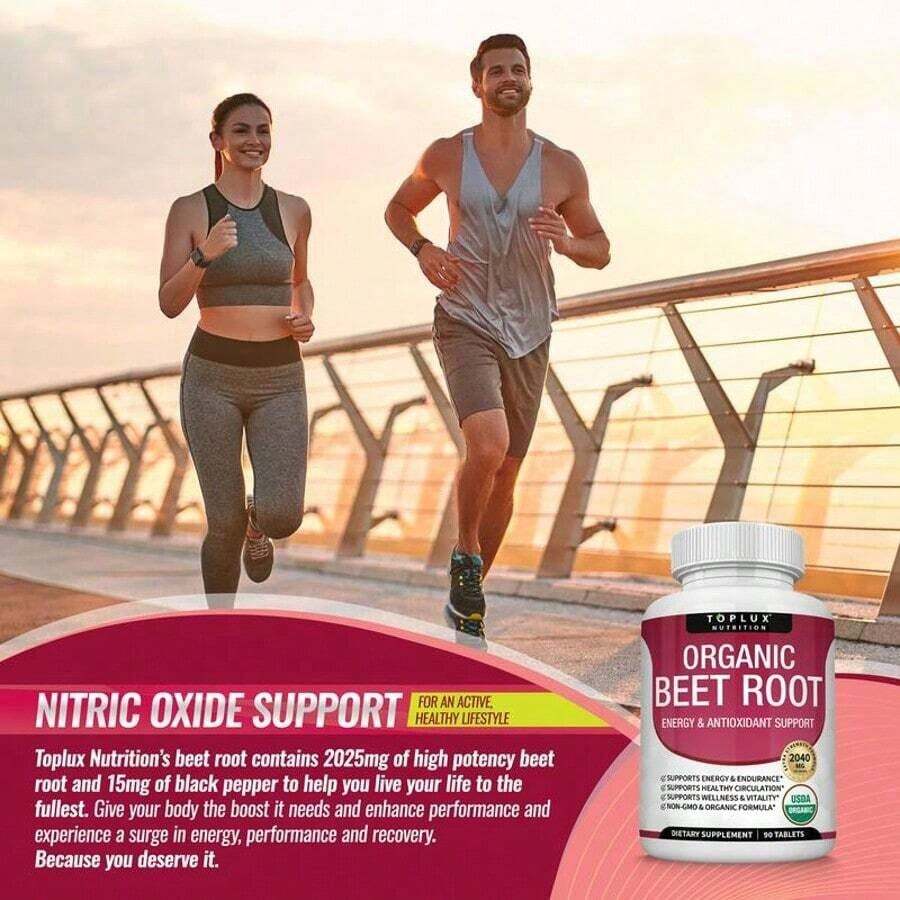 Organic Beet Root Tablets - Nitric Oxide Booster Beetroot Supplement 2040mg Healthcare & Dietary Natural[1PCS] - Default Color