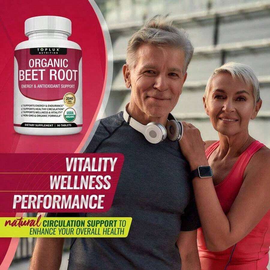 Organic Beet Root Tablets - Nitric Oxide Booster Beetroot Supplement 2040mg Healthcare & Dietary Natural[1PCS] - Default Color