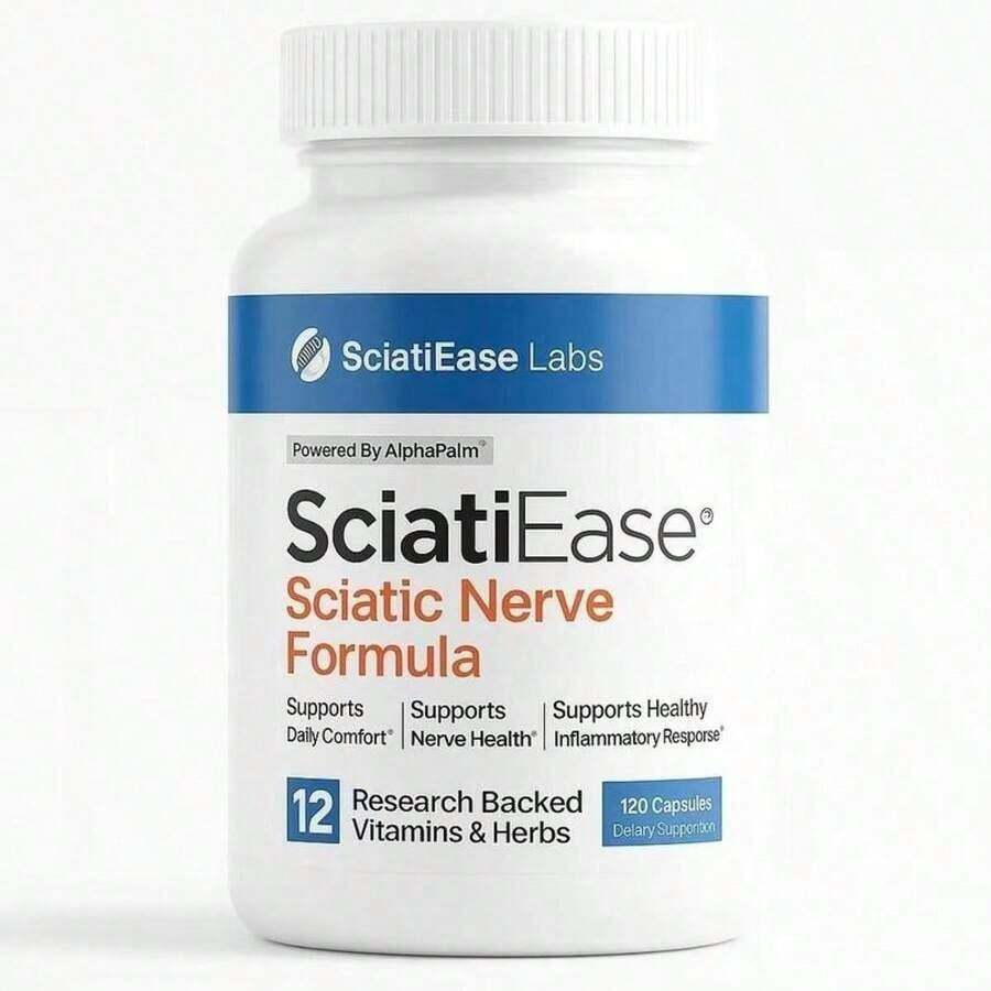 SciatiEase Sciatic Nerve Health Support Supplement - 120 Capsules With AlphaPalm, Pea, Vitamin B Complex, Alpha Lipoic Acid 300mg, Fast-Absorbing Formula For Nerve Comfort - Healthcare Sciatica Relief - 3