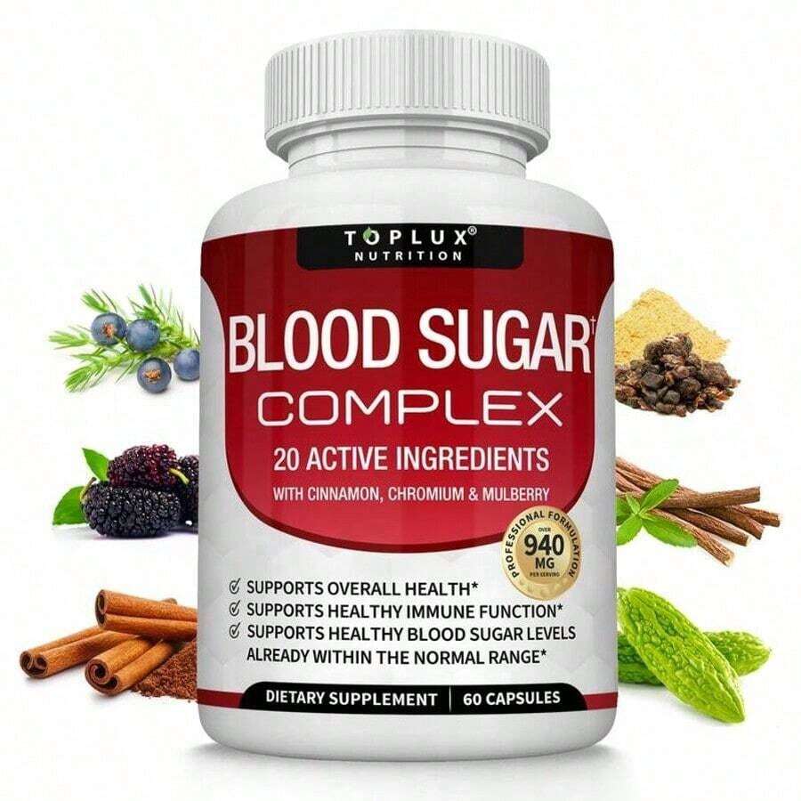 Blood Sugar Complex - Cinnamon, Bitter Melon & Mulberry - Immune Support - 60 Capsules 1 PCS - 2PCS