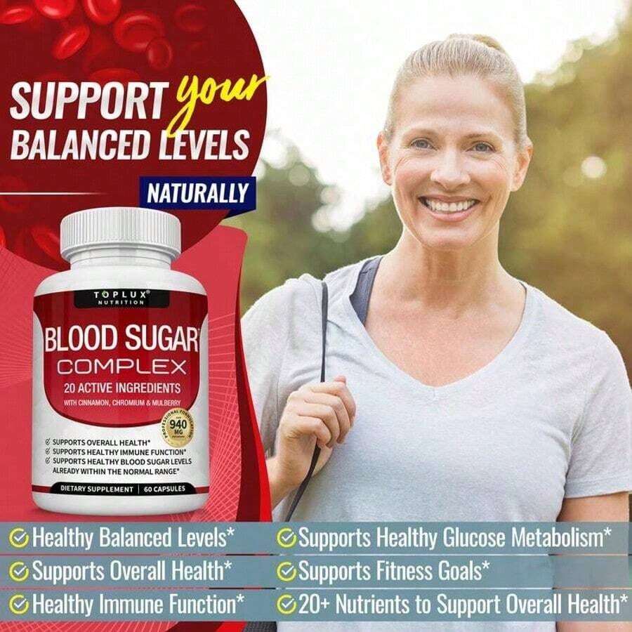 Blood Sugar Complex - Cinnamon, Bitter Melon & Mulberry - Immune Support - 60 Capsules 1 PCS - 2PCS