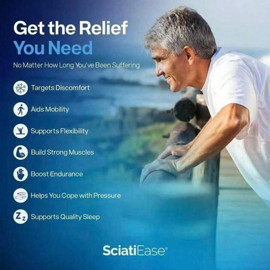SciatiEase Sciatic Nerve Health Support Supplement - 120 Capsules With AlphaPalm, Pea, Vitamin B Complex, Alpha Lipoic Acid 300mg, Fast-Absorbing Formula For Nerve Comfort - Healthcare Sciatica Relief - Default Color