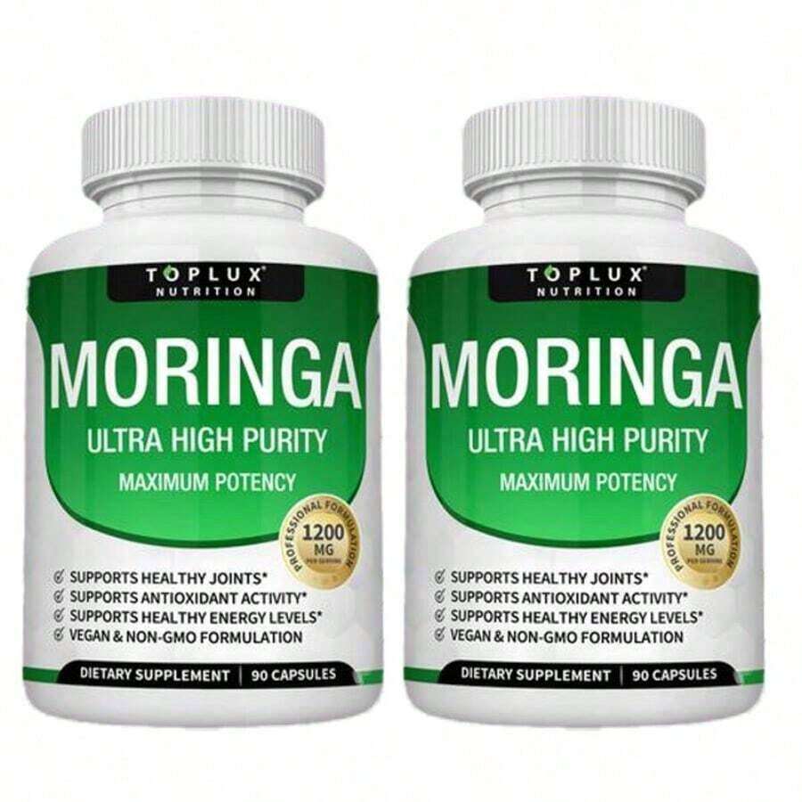 Moringa Capsules 1200mg - Pure Moringa Powder For Immune, Gut Health 90 Capsules - Default Color
