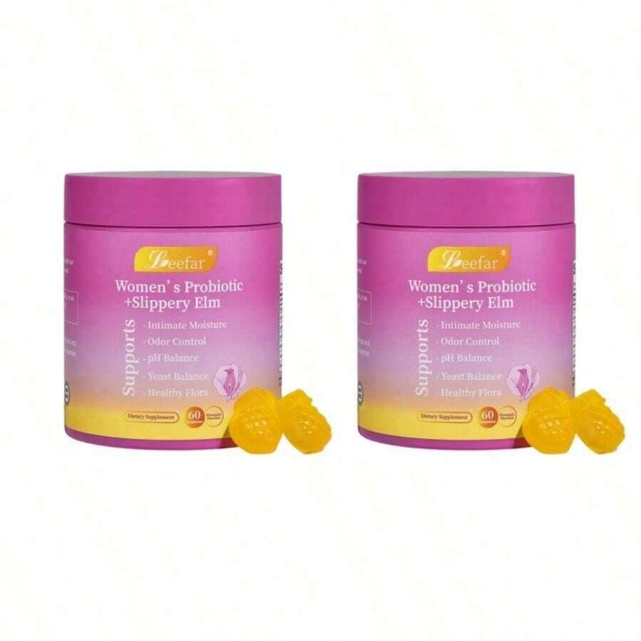 LEEFAR Her Probiotics Gummies- All In One Solution WithSlippery Elm And Prebiotics&Lactobacillus Probiotic Blendfor Women's PH Balance And Dryness -HawaiianPineapple Gummies - Default Color