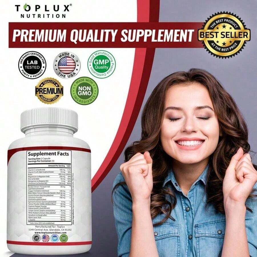 Blood Sugar Complex - Cinnamon, Bitter Melon & Mulberry - Immune Support - 60 Capsules 1 PCS - 2PCS