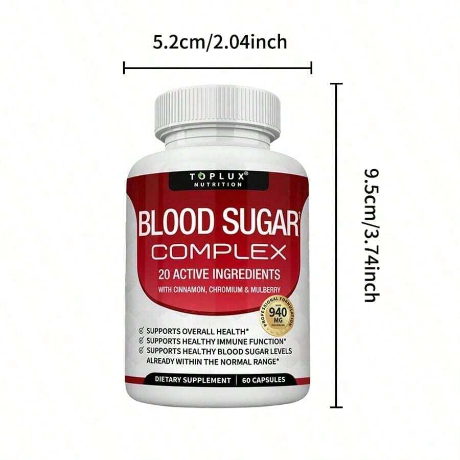 Blood Sugar Complex - Cinnamon, Bitter Melon & Mulberry - Immune Support - 60 Capsules 1 PCS - Default Color