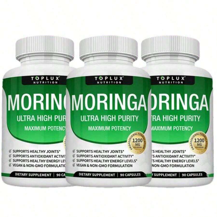 Moringa Capsules 1200mg - Pure Moringa Powder For Immune, Gut Health 90 Capsules - 1PCS