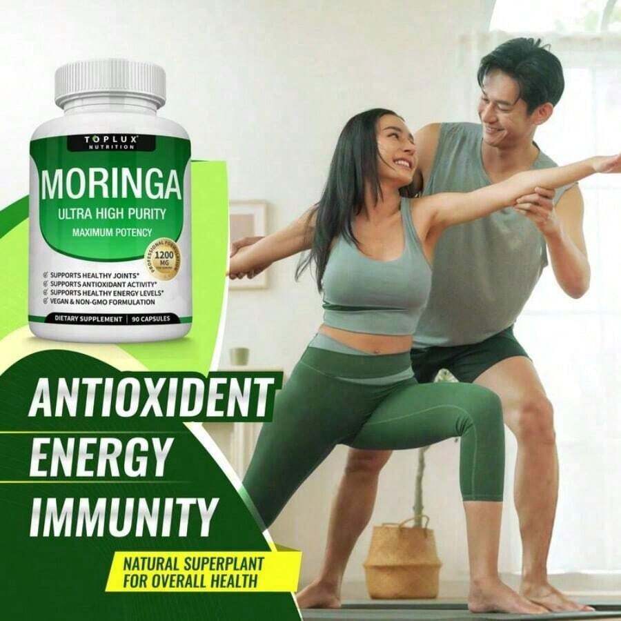 Moringa Capsules 1200mg - Pure Moringa Powder For Immune, Gut Health 90 Capsules - 1PCS