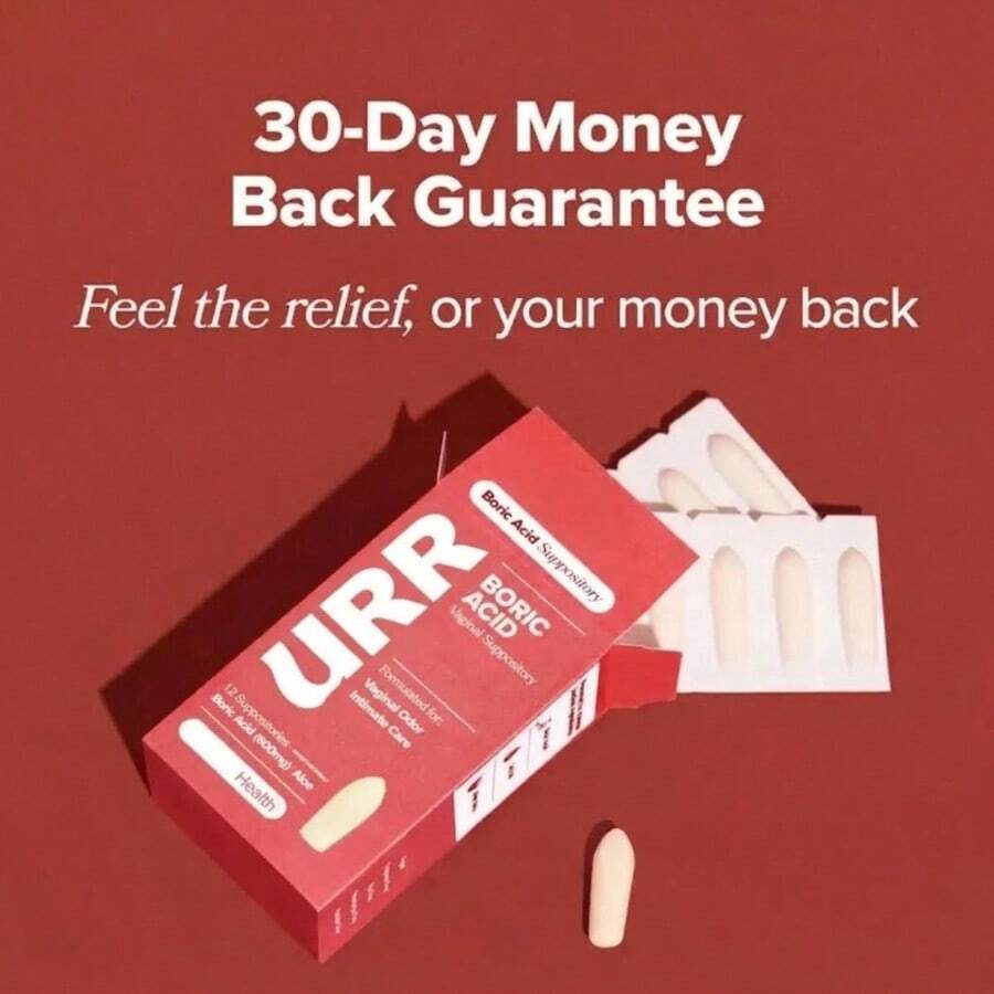 URR Boric Acid Vaginal Suppository W/ Lactic Acid & Aloe For Vaginal Odor, 12 Ct - Default Color