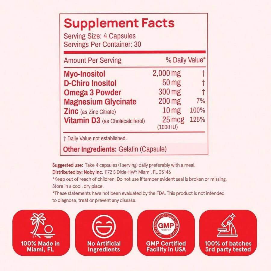 Miriyalyad Inositol Powder Multivitamin, Pink Lemonade Flavor – 4g Myo & D-Chiro Inositol, DIM, Zinc, Magnesium Glycinate, Vitamin D3 – Supports Women's Health, Cycle, Energy[Free Shipping ] - 2PCS