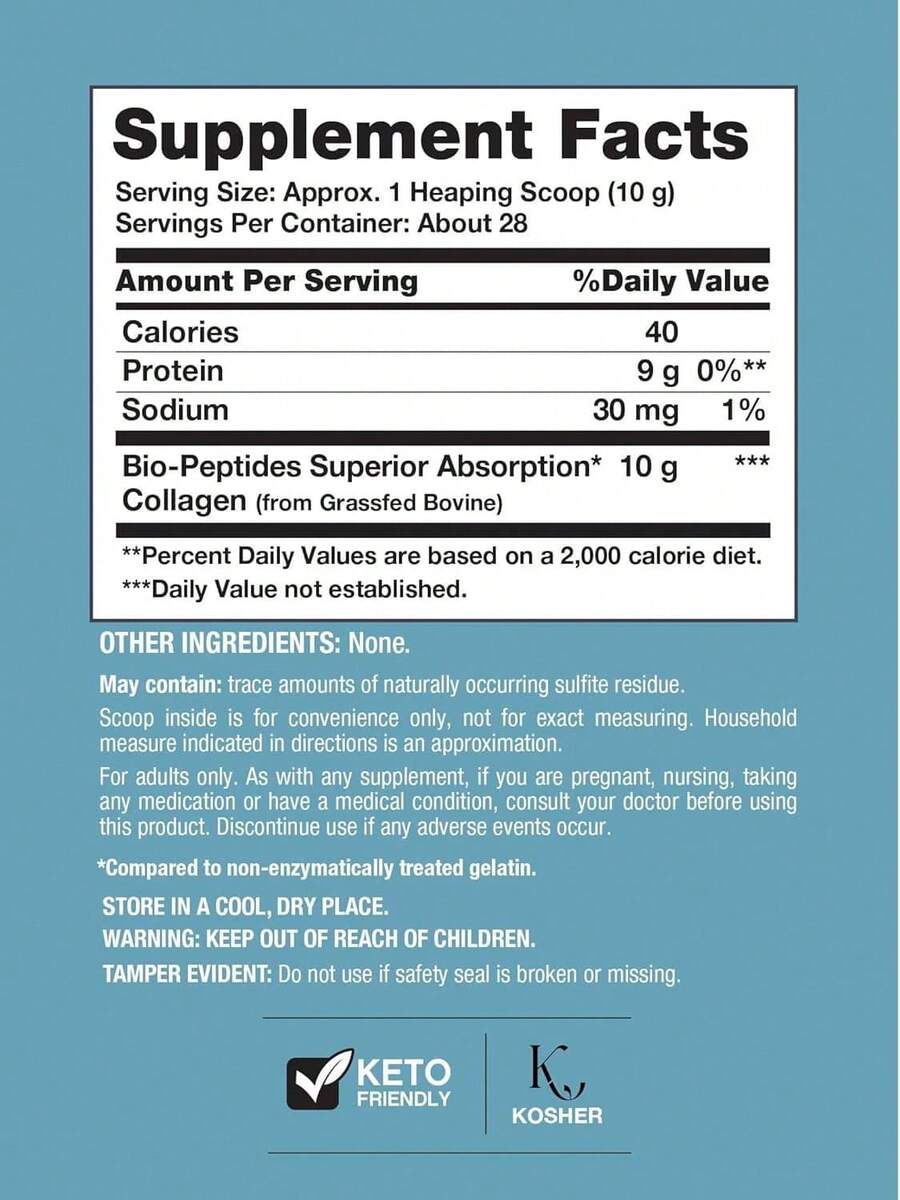 Collagen Peptides Powder, 10oz |   Formulated With 18 Essential Amino Acids For Hair, Skin & Nails |   Grass-Fed, Highly Absorbable Protein - 2