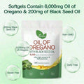 Vivonu Oil Of Oregano With Black Seed Oil Softgels| 6200mg Herbal Equivalent Per Serving| Ultra High Carvacrol & Thymoquinone| 300 Softgels| Gluten & Dairy Free - 2PC