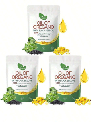 OIL OF OREGANO--WITH BLACK SEED OIL | 6,200mg Per Serving Herbal Equivalent** | Ultra High Carvacrol &Thymoquinone | 300 Softgels Dietary Supplement - Default Color