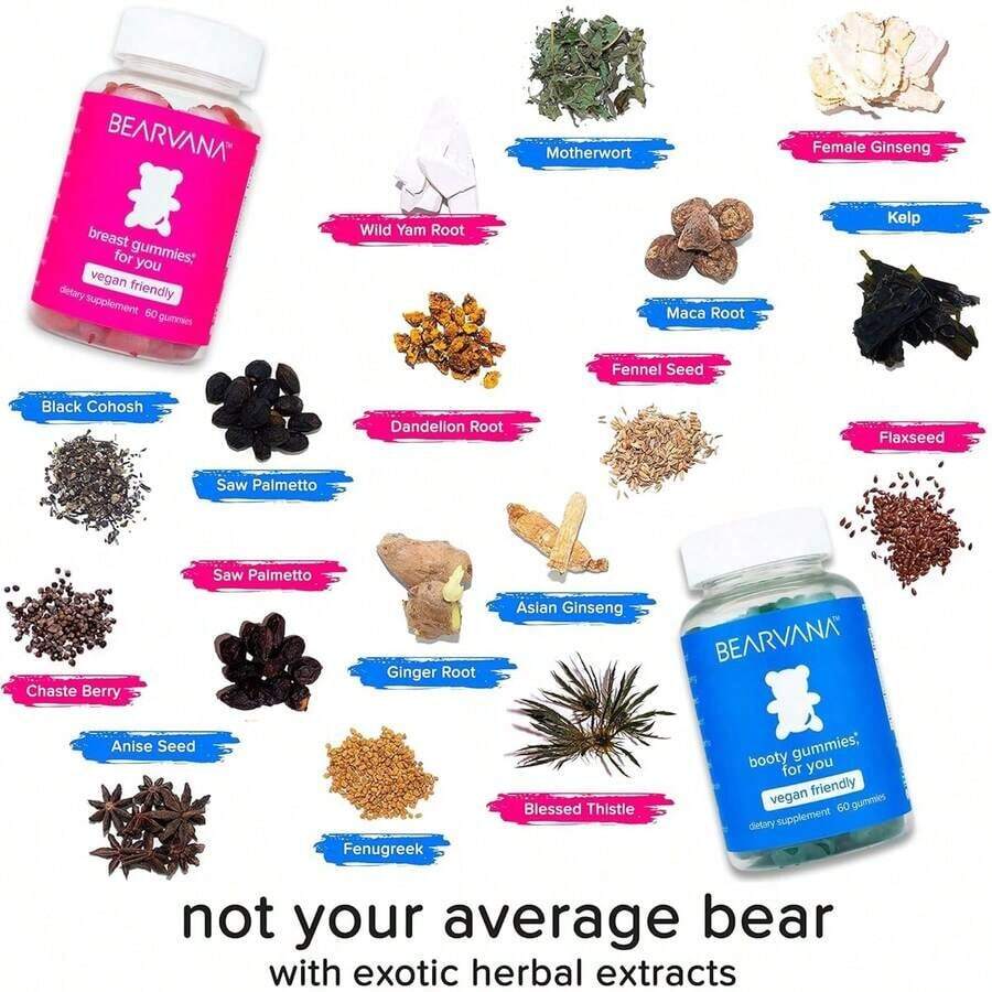 BEARVANA Berry Gummies For Women - All-In-One Nutrition |   Herbal Boost Multivitamin With Daily Fitness Support |   2-Pack Value With Free Shipping - 1