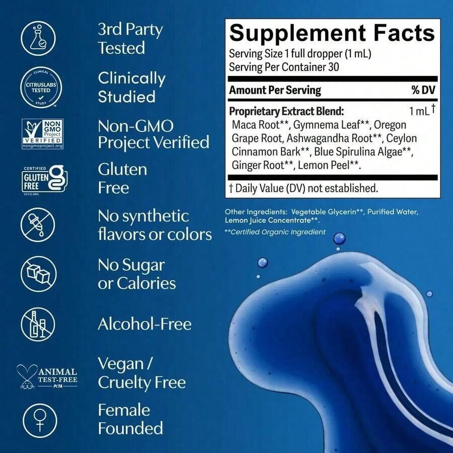 Apothékary Blue Burn - Metabolic Support Liquid Herbal Drops*|   Antioxidant Rich, Alcohol-Free, Clinically-Tested, Certified Gluten-Free,  Certified Vegan & Cruelty-Free, Third Party Tested, Plant-Based, Made In The USA - Default Color