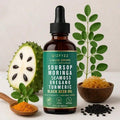 Soursop Bitters Natural Herbal Liquid Drops (10-In-1 Formula, 2 Fl. Oz) - Vegan & Non-GMO |     Infused With Nori, Moringa, Turmeric, Black Seed Oil, Oregano & Ashwagandha |     Supports Overall Wellness - Default Color