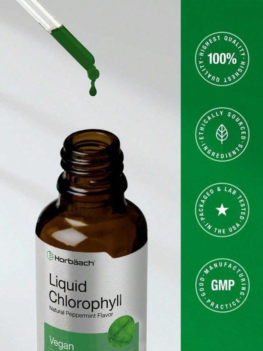 Horbäach Liquid Chlorophyll Drops|   2 Oz|   Vegan, Non-GMO, And Gluten Free Formula|   Natural Peppermint Flavor - 3