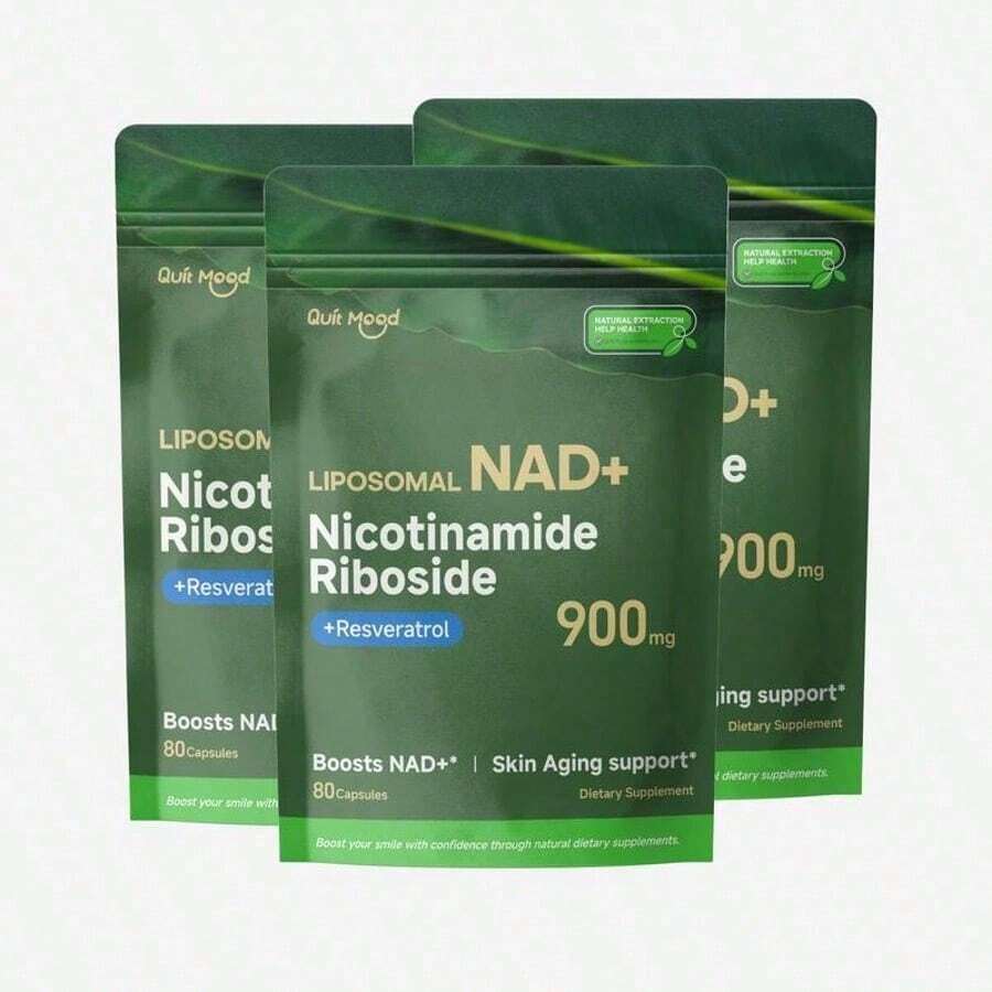 Quitmood NR1000Supplement -Liposomal Nicotinamide Riboside,Resveratrol,Quercetin By Quitmood- High PurityNAD Supplement For Skin Aging Support, Energyand Focus -80 Capsules Healthcare FitnessDietary Edible - 1