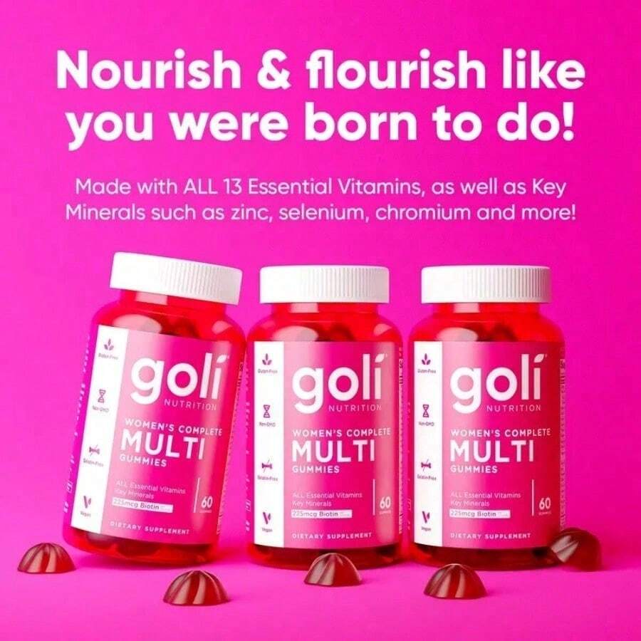 Women's Complete Multi Gummies All 13 Essential Vitamins, All B Vitamins, Vitamin Zinc, Biotin And More. Healthy Hair, Skin & Nails, Eyes, Immune, Brain & Nervous System, Heart Health. Gluten-Free, Vegan, Non-GMO, And Gelatin-Free. - 2-pack