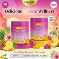 LEEFAR Women's Probiotic Gummies With Slippery Elm - Tropical Pineapple Flavor For PH Balance Digestive & Immune Health - 60 Gummies Per Pack - 2