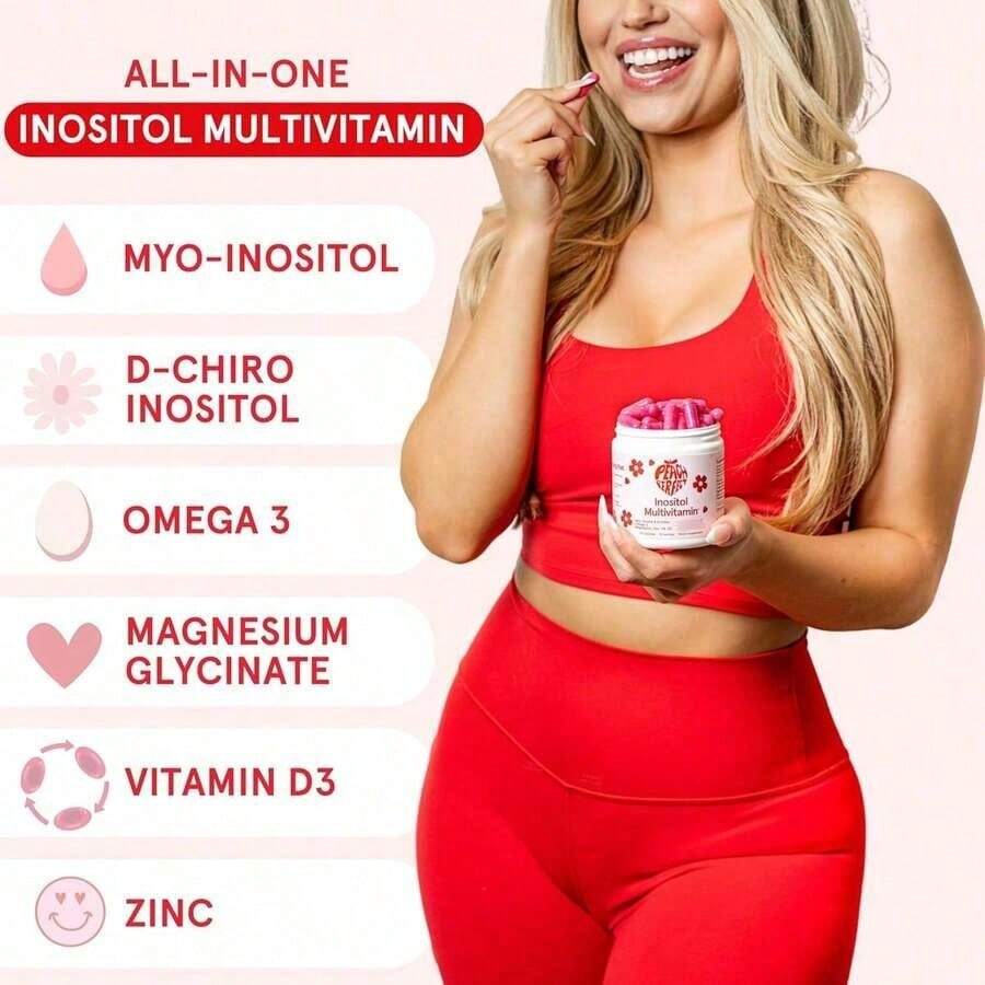 Inositol Powder Multivitamin, Pink Lemonade Flavor – 4g Myo & D-Chiro Inositol, DIM, Zinc, Magnesium Glycinate, Vitamin D3 – Supports Women's Health, Cycle, Energy[Free Shipping ] - Default Color