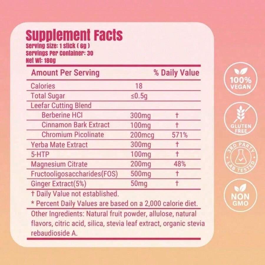 LeeFar Strawberry Açaí Drink Supplement Powder, Mixed With Berberine And Nutrient Elements - 3-pack