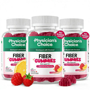 Fiber Gummies For Digestive Health & Regularity - Raspberry Lemon Flavor - No Sugar Added & Vegan - Daily Gummy For Adults - Default Color