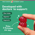 Fiber Gummies For Digestive Health & Regularity - Raspberry Lemon Flavor - No Sugar Added & Vegan - Daily Gummy For Adults - 2-pack