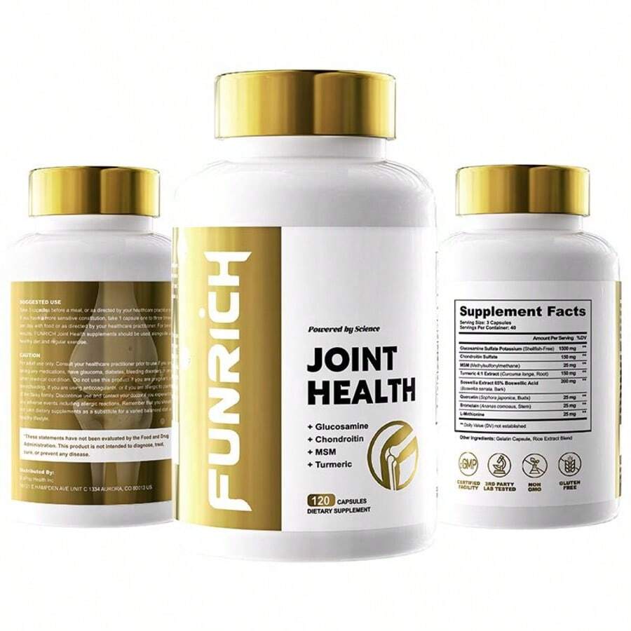 FUNRICH Joint Health Supplement For Women & Men With Glucosamine, Chondroitin, MSM & Turmeric - 120 Capsules﻿ - Default Color
