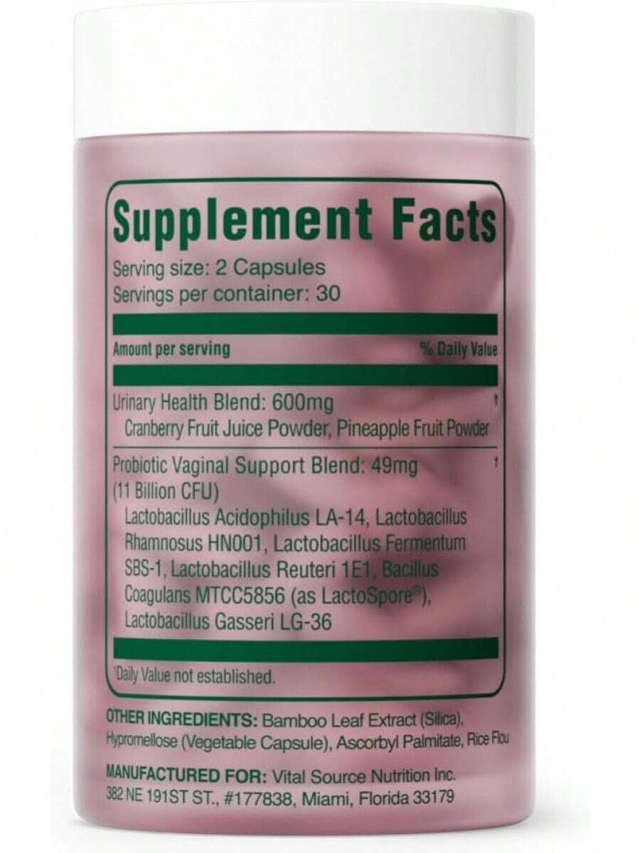 Vital Source Nutrition ViXi Healthy Female Physiological Function Support Supplement |     With LactoSpore ®   , Cranberry & Pineapple |     Vegan Non-GMO |     30 Servings |     Dietary Supplement - Default Color