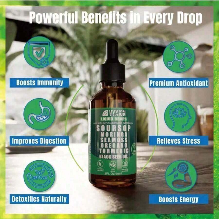 Vyxion Soursop Bitters – 2 Fl Oz – 10 Herbs For Explosive Detox & Intimate Vitality – Sea Moss, Ashwagandha – Boost Stamina & Desire – Vegan – Limited Time Offer 3-Pack - Default Color